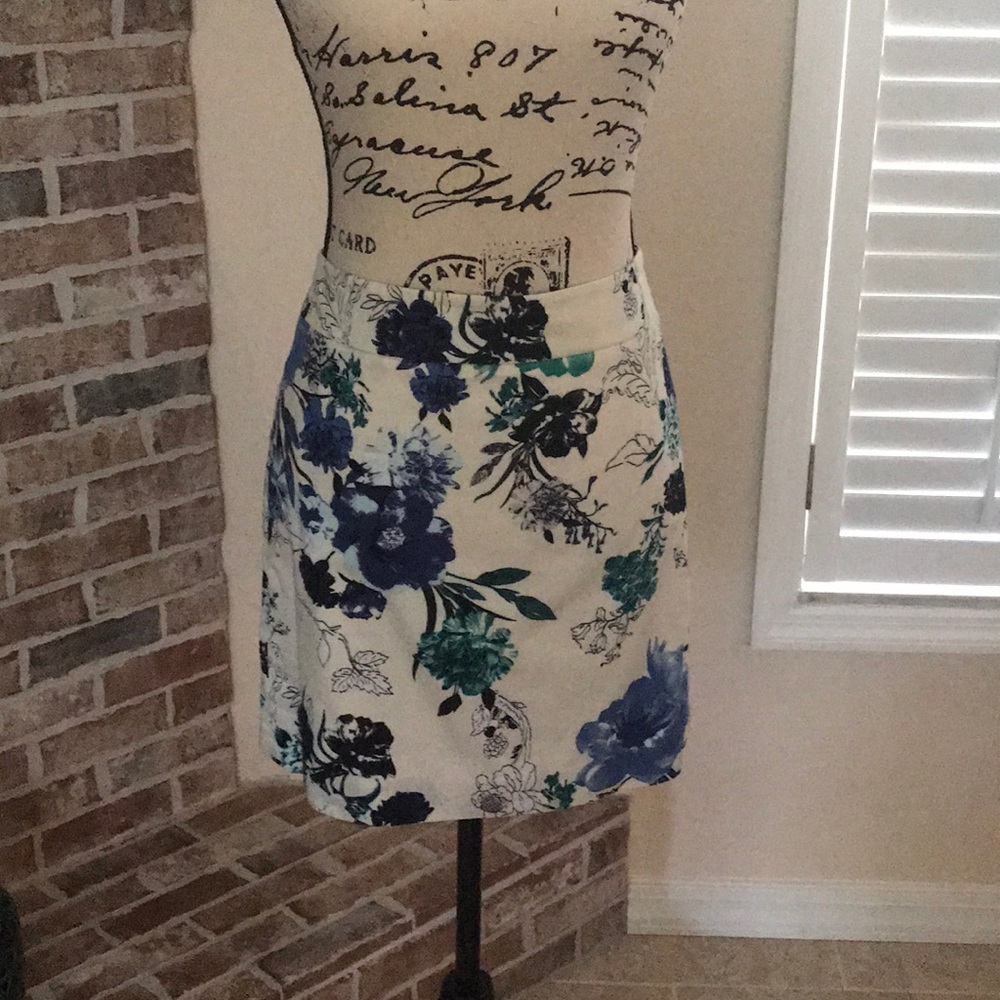 Loft Pretty Blue flower Skirt